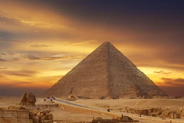 Foto op Canvas Egyptian pyramids in Giza a wonder of the world © Marla