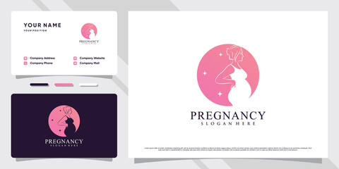 Pregnancy logo template with creative element and business card design Premium Vector