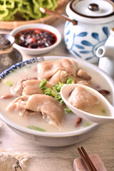 Peanut pork knuckle soup is a popular street food in Taiwan   