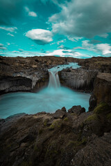 Fototapeta na wymiar Aldeyjarfoss waterfall in Iceland.