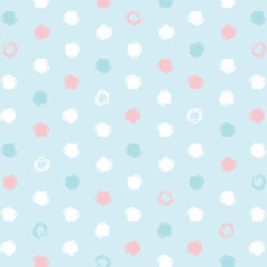 手書き風の水玉　正方形フレーム（ピンク・水色）