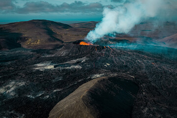 Fagradalsfjall volcano eruption in Iceland. September 2021.