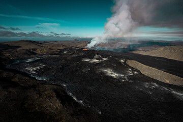 Fagradalsfjall volcano eruption in Iceland. September 2021.