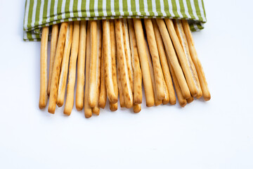 Bread sticks on white background