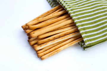 Bread sticks on white background