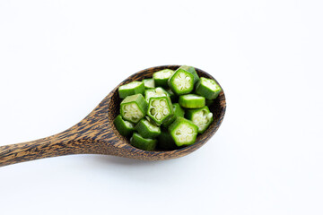 Fresh okra on white background