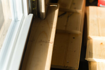 Carpentry wood work, wood material, work and concept of inflation, rising prices of materials.