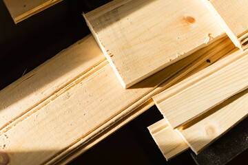 Carpentry wood work, wood material, work and concept of inflation, rising prices of materials.