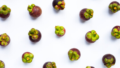 Mangosteen on white background.