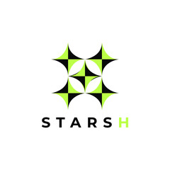 abstract star letter h corporate flat design 