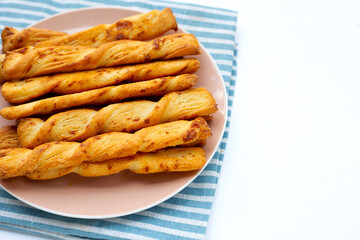 Bread sticks on white background