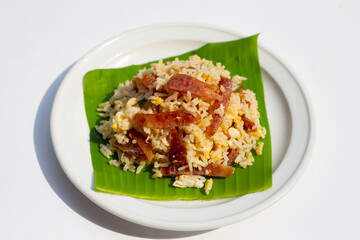 Fried rice with chinese sausage.