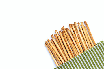 Bread sticks on white background