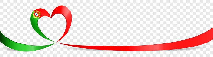 Portugal flag heart banner ribbon vector illustration on transparent background isolated	 - 492911241