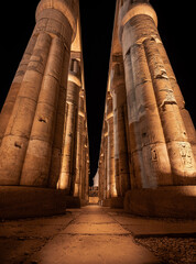 Landmarks in Luxor Egypt. Luxor temple during day and night.