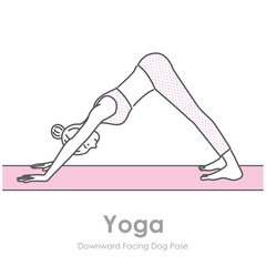 室内でヨガをする女性のイラスト