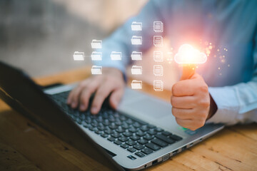 Document Management System (DMS) Online Document Database And automated processes to store files, knowledge and documents in the organization efficiently with ERP enterprise business technology,