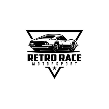 retro car illustration logo vector