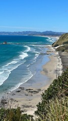 Mangawhai beach from the coastal walk. Vertical 