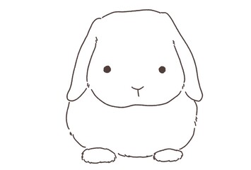 うさぎのシンプルな線画イラスト-単品14