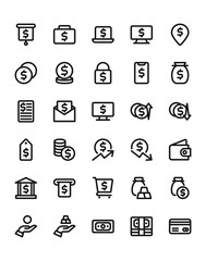 Money Icon Set 30 isolated on white background
