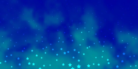 Dark BLUE vector template with neon stars.
