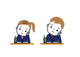 勉強がわからない　考え込んでいる学生