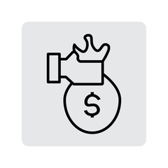 dollar bag icon on black background. Financial investment. Money bag flat illustration. Vector illustration. stock image. 