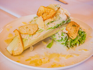 Close up shot of Romaine lettuce salad