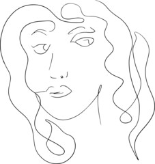 Trendy vector set of illustrations in minimal linear style. Face continuous line art.