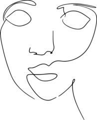 Trendy vector set of illustrations in minimal linear style. Face continuous line art.