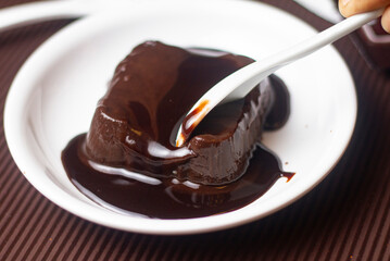 Delicious fresh fondant with hot chocolate lava cake or chocolate pudding.