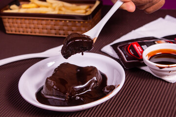 Delicious fresh fondant with hot chocolate lava cake or chocolate pudding.