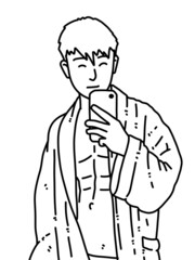 black and white of man cartoon on white background