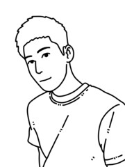 black and white of man cartoon on white background