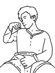 black and white of man cartoon on white background