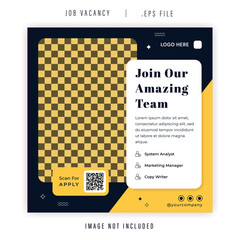 We Are Hiring, Job Vacancy, Join Us Social Media Post And Instagram Template Premium Vector