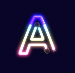 Neon Lights Themed Characters Letter A