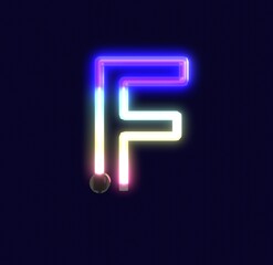 Neon Lights Themed Characters Letter F