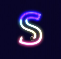 Neon Lights Themed Characters Letter S