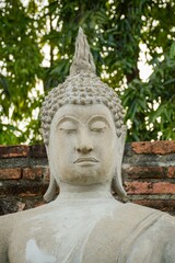 old buddha statue in Ayutthaya temple at Thailand