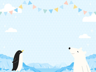 ポップな北極・南極の風景（横向き）