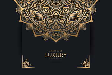 Luxury ornamental mandala background design in golden color floral corner frame Arabic Islamic arabesque