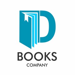 Books letter logo design template illustration. suitable for education, app, mobile, multimedia, brand, collage, student, technology. this is font d