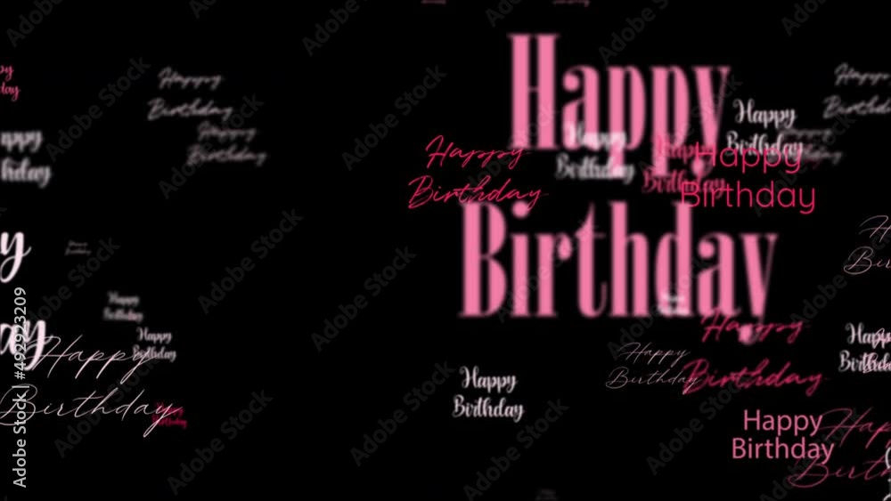 Poster animation loop of happy birthday red pink word flowing. element for intro, title banner with blank c