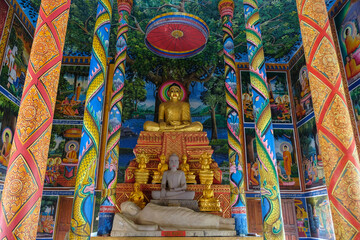 Fototapeta na wymiar Kampot, Cambodia - February 2022: Toek Vil Pagoda in Kampot on February 26, 2022 in Cambodia.