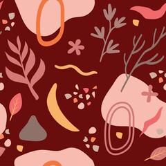 Pinky forest nature illustration seamless pattern vector design