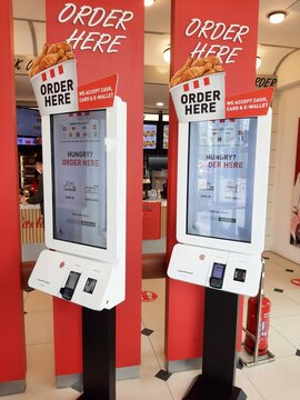 Kentucky Fried Chicken Self Order Counter At The Shop. Help To Reduce Worker.