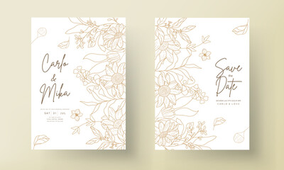 Fototapeta na wymiar Wedding card with simple and elegant floral ornament