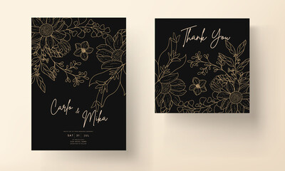 Wedding card with simple and elegant floral ornament